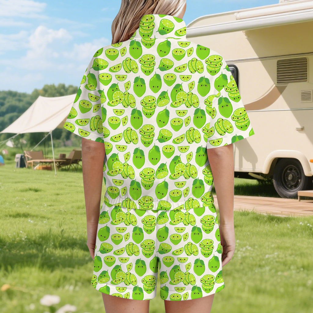 Cute Limes Women's Windbreaker Short Set Women's Windbreaker Short Set Food Printed Offshore