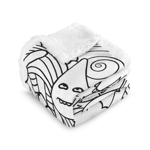 Black And White Creatures - Double-Layer Fleece Blanket 51"x59"
