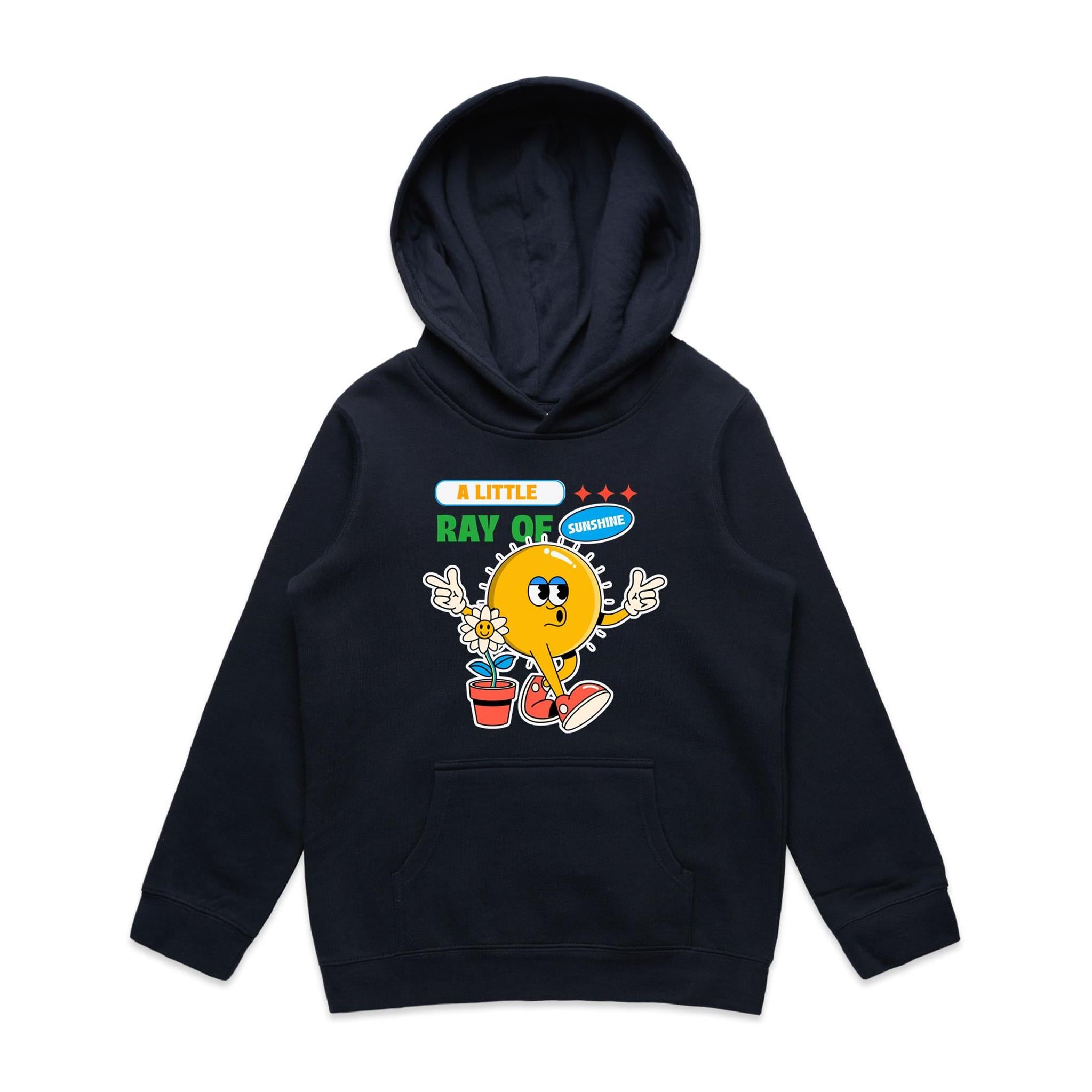 A Little Ray Of Sunshine - Kids Hoodie Navy Kids Hoodie Printed In Australia