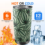 Stripy Leaves 20oz Mobile Tumbler with Lid (Black Lock) 20oz Travel Mug Plants Printed Offshore