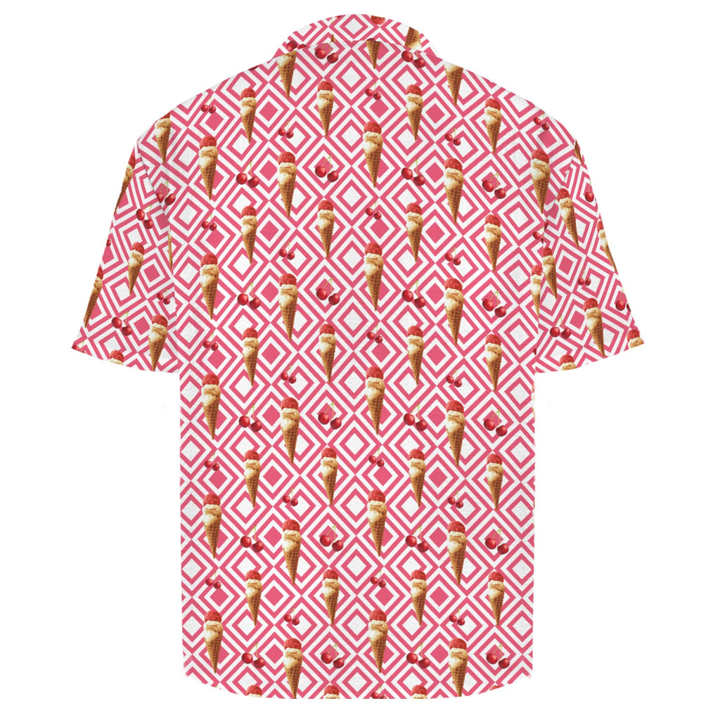 Cherry Ice-cream Men's Crinkle Hawaiian Shirt