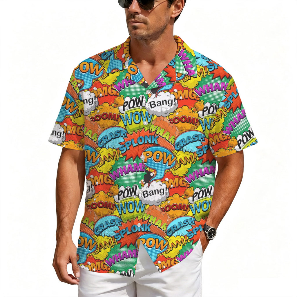 Comic Book 2 Men's Crinkle Hawaiian Shirt