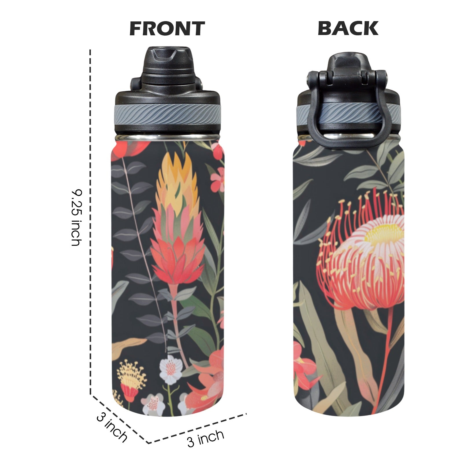 Australian Waratah Flower - Insulated Water Bottle with Dual-Use Lid (18oz) Insulated Water Bottle with Dual-Use Lid (18oz) Plants Printed Offshore