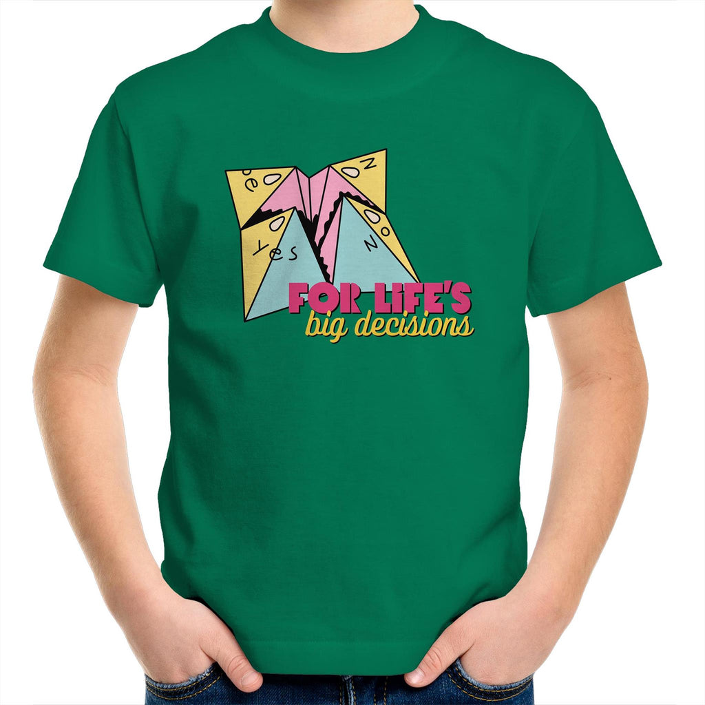 For Life's Big Decisions - Kids Youth T-Shirt Kelly Green Kids Youth T-shirt Games Printed In Australia