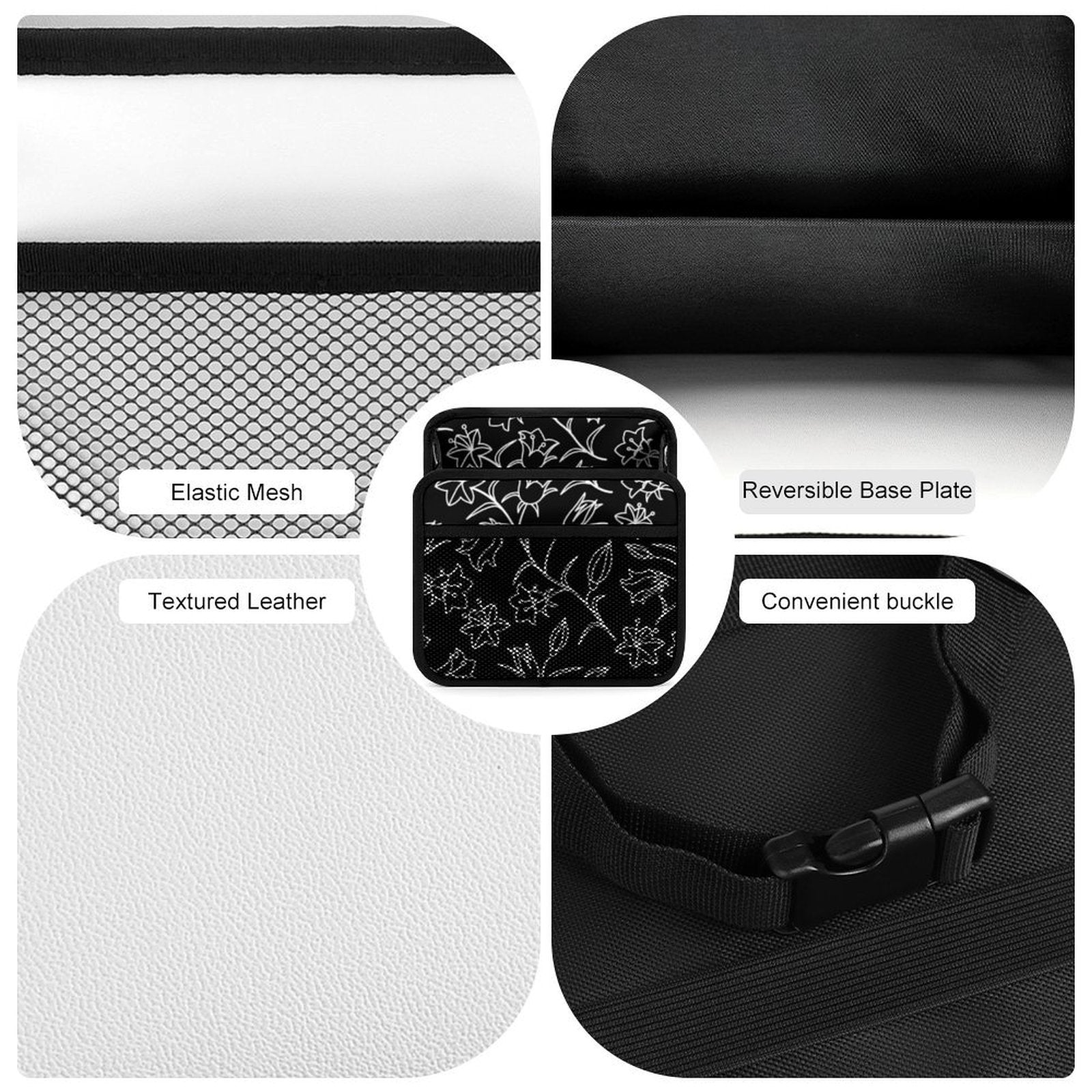Black And White Floral Car Seat Back Organiser Car Seat Back Organiser Plants Printed Offshore