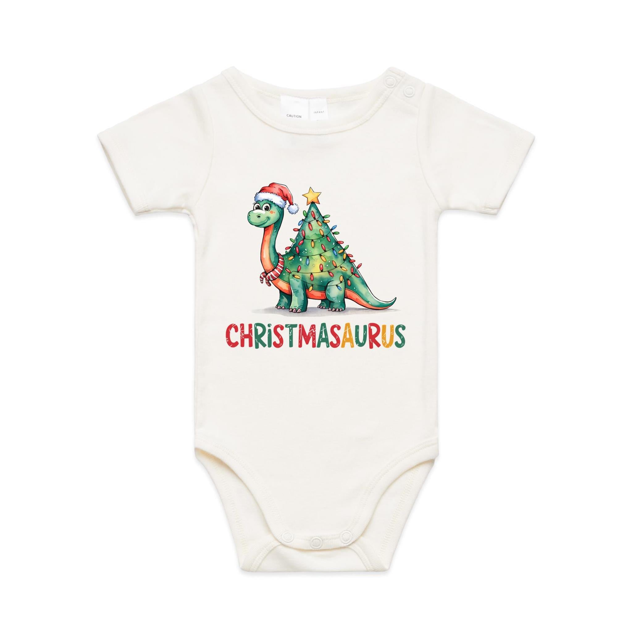 Christmasaurus, Christmas Dinosaur - Baby Bodysuit