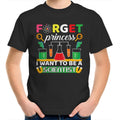 Forget Princess, I Want To Be A Scientist Kid's AS Colour T-Shirt Black Kids Youth T-shirt Printed In Australia Science