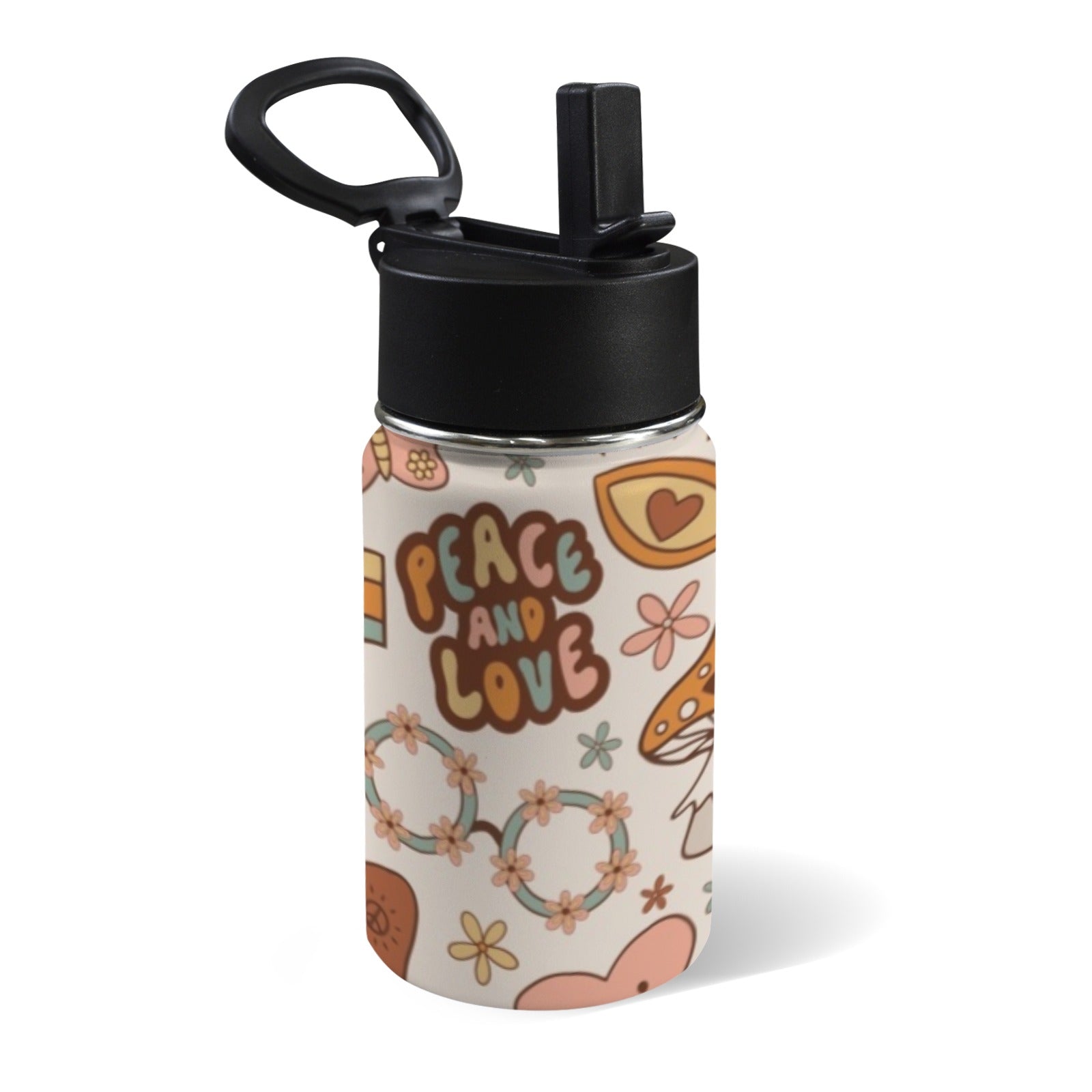 Peace And Love - 12oz Kids Water Bottle with Straw Lid