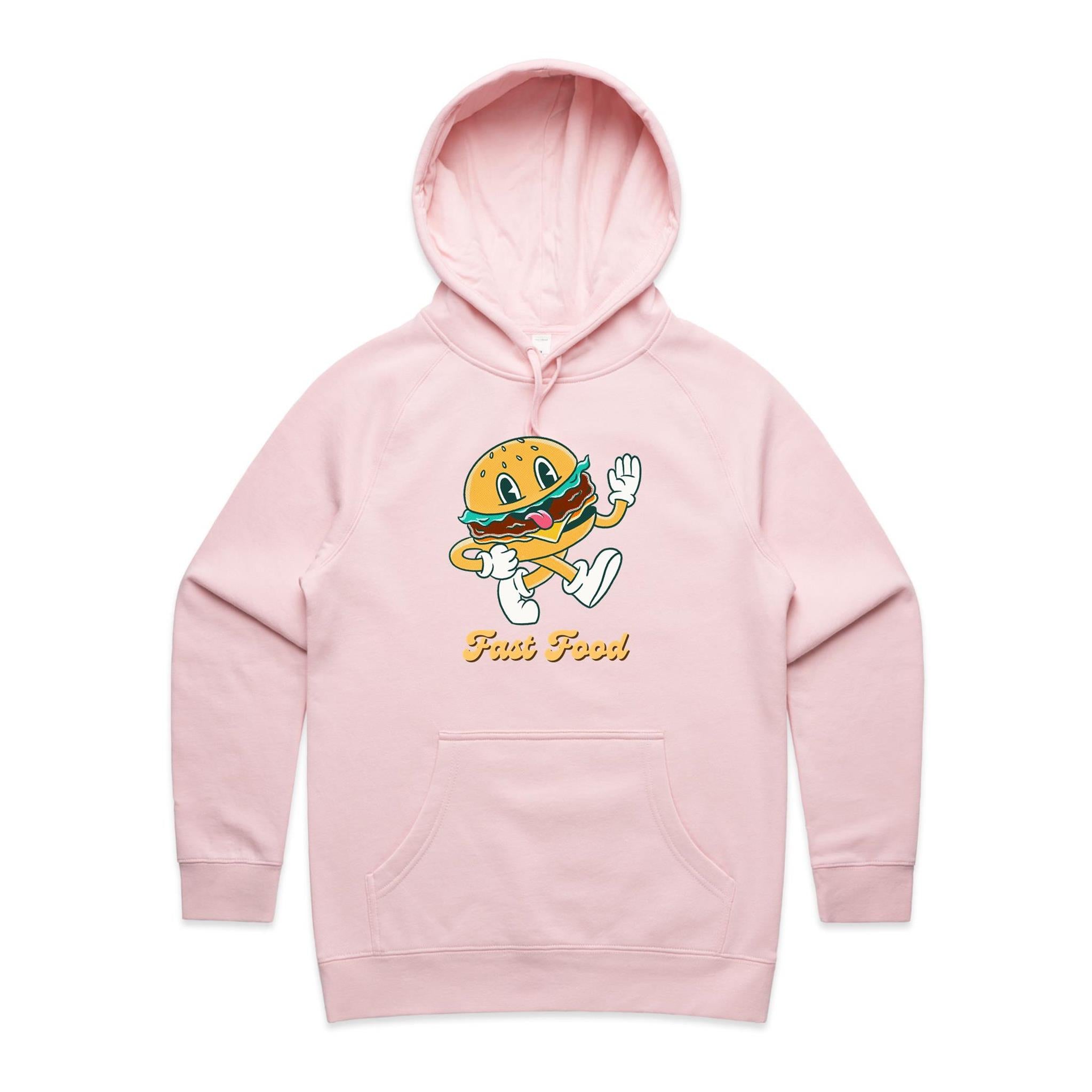 Fast Food - Womens Hoodie Pink Womens Hoodie Food Printed In Australia