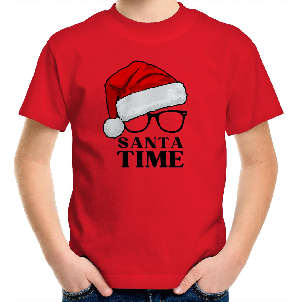 Santa Time - Kids Youth T-Shirt Red Kids Christmas T-shirt Christmas Printed In Australia