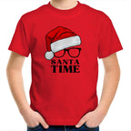 Santa Time - Kids Youth T-Shirt Red Kids Christmas T-shirt Christmas Printed In Australia