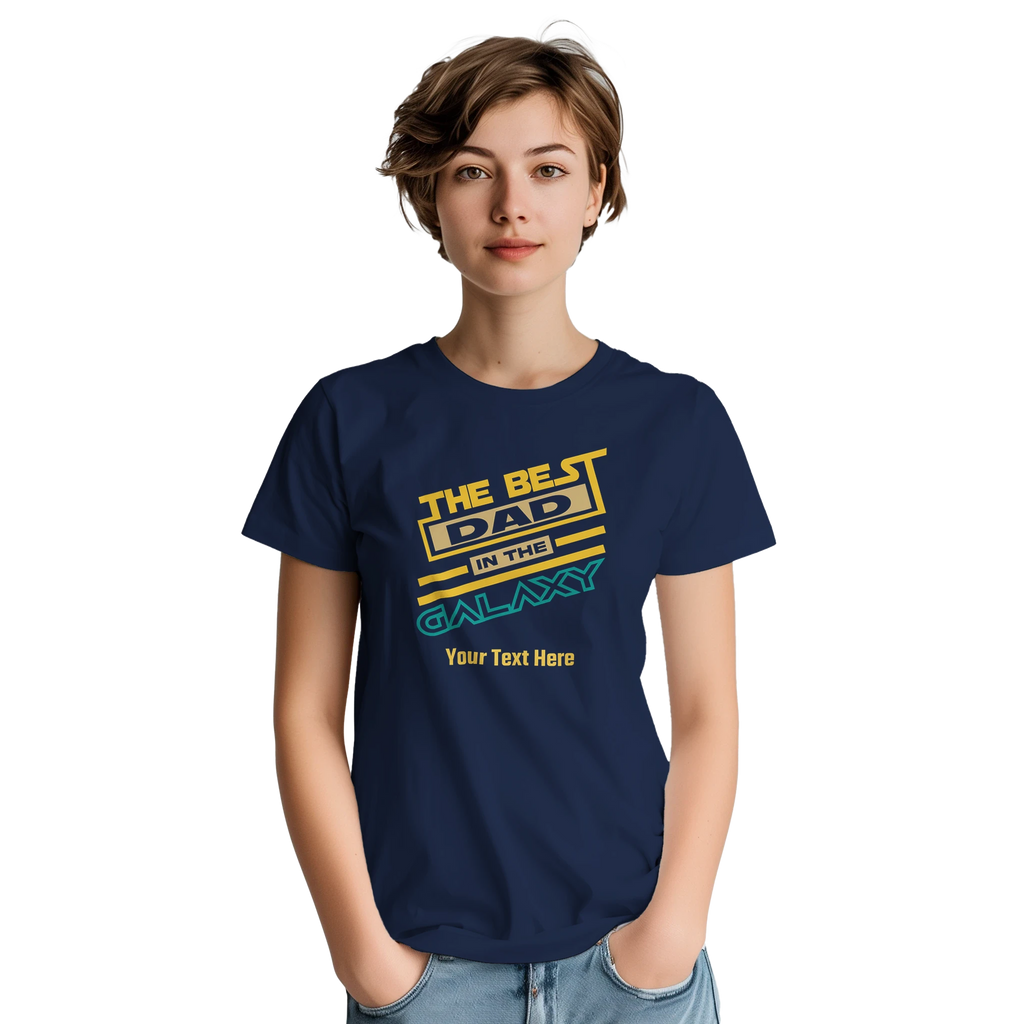 Personalised - The Best Dad In The Galaxy - Heavyweight Unisex Crewneck T-shirt | Gildan® 5000 Personalised T-shirt (Up to 5XL) customise Dad Globally Fulfilled personalise Sci Fi Space