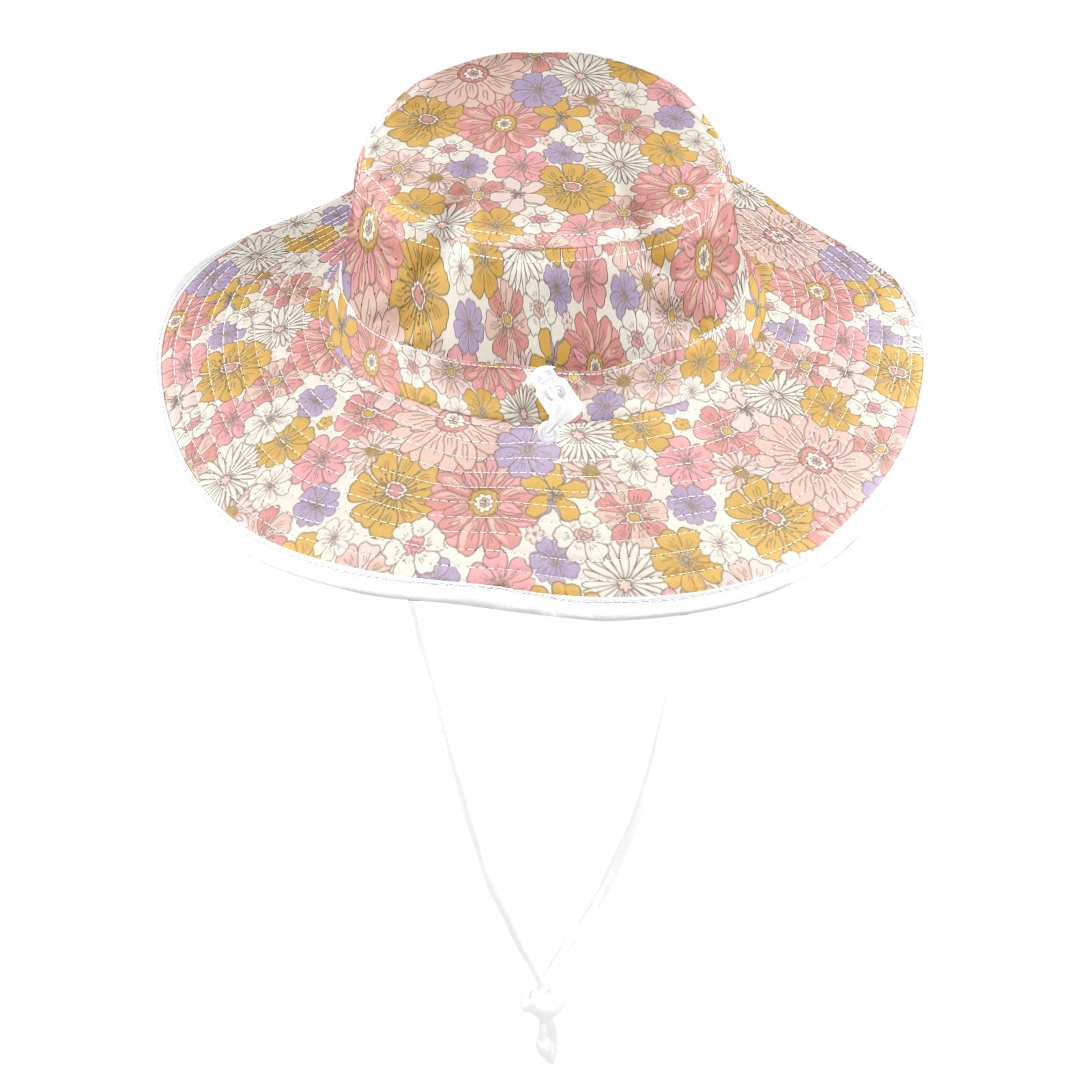 Faded Floral Wide Brim Bucket Hat Wide Brim Bucket Hat Plants Printed Offshore