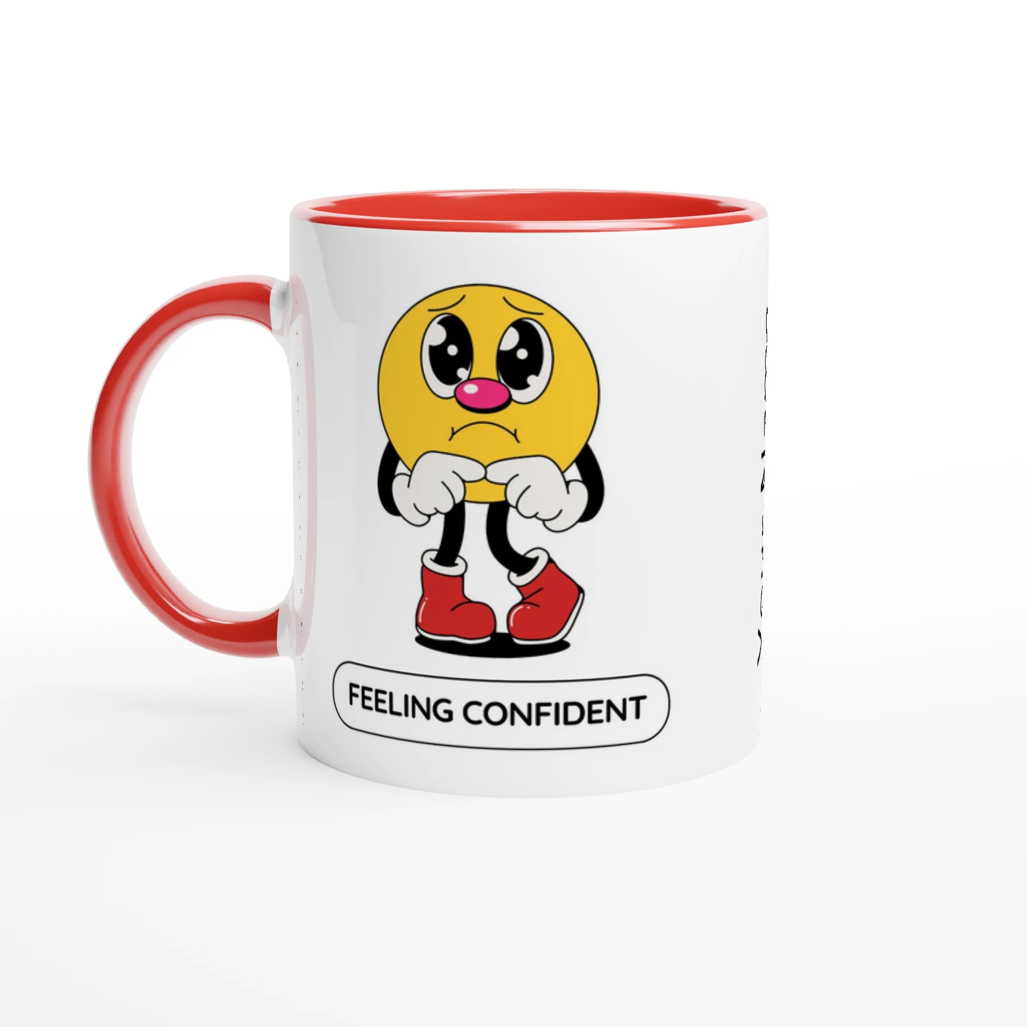 Personalised - Feeling Confident - White 11oz Ceramic Mug with Colour Inside Ceramic Red Personalised 11oz Mug customise Globally Fulfilled personalise