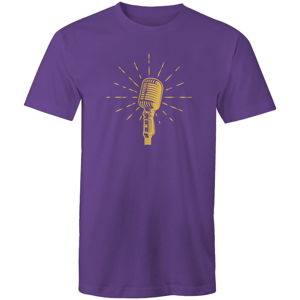 Retro Microphone - Mens T-Shirt Purple Mens T-shirt Music Printed In Australia Retro