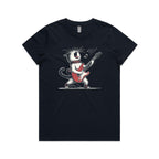 Cat Playing Guitar Women's AS Colour T-shirt Navy Womens T-shirt animal Music Printed In Australia