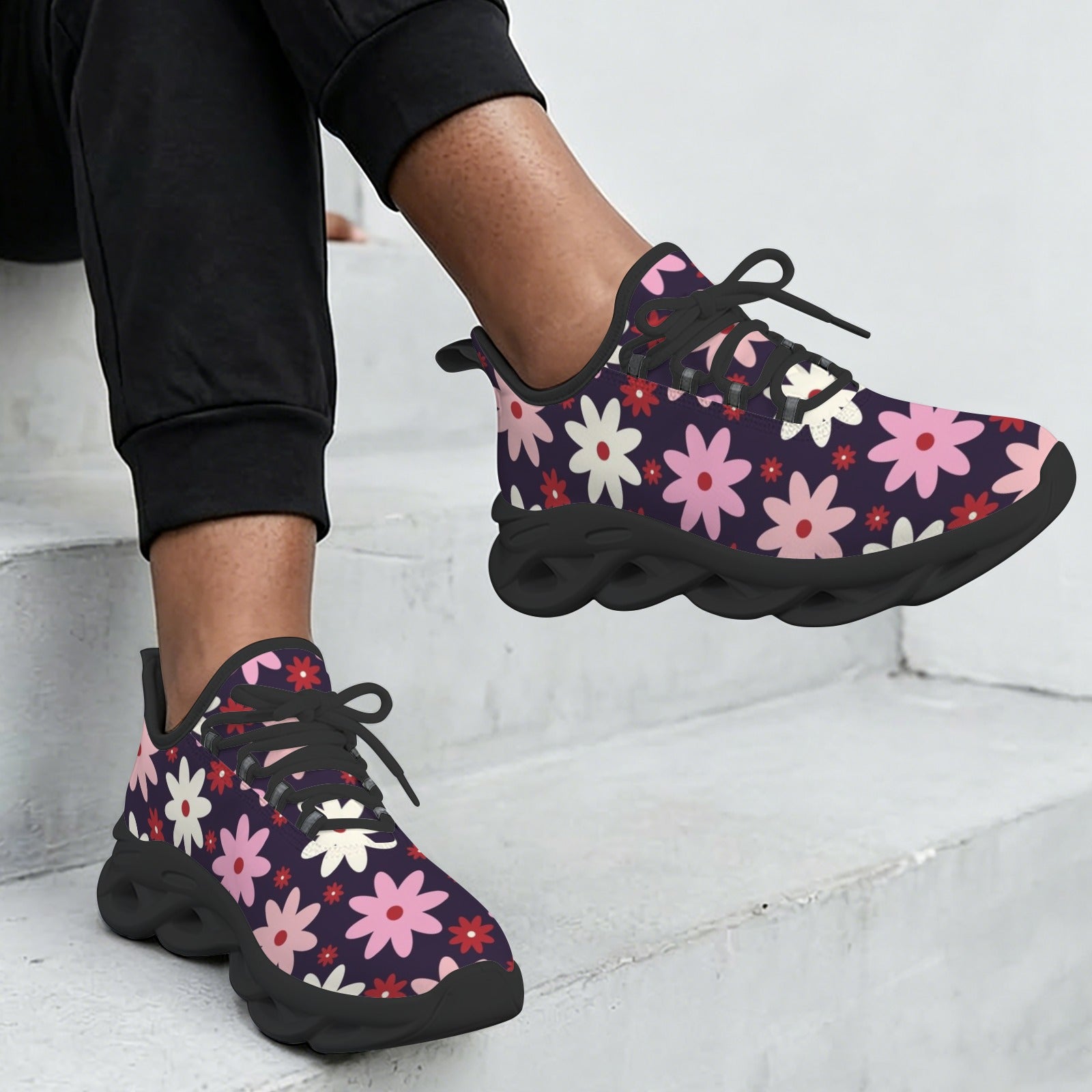 Pink Daisy Women's Twisted Sole Sneakers