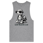 Slow Walking Club, Tortoise Mens Men's AS Colour Drop Arm Tank Top Grey Marle Drop Arm Tank Top Fitness Printed In Australia