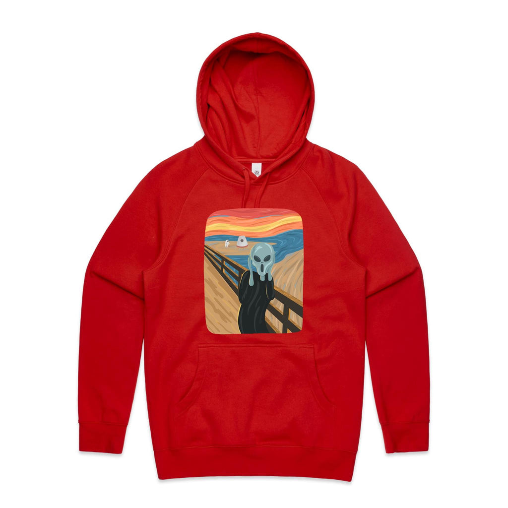 Alien Scream - Mens Hoodie Red Mens Hoodie Printed In Australia Sci Fi