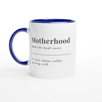 Motherhood Definition - White 11oz Ceramic Mug with Colour Inside Ceramic Blue Colour 11oz Mug Globally Fulfilled Mum