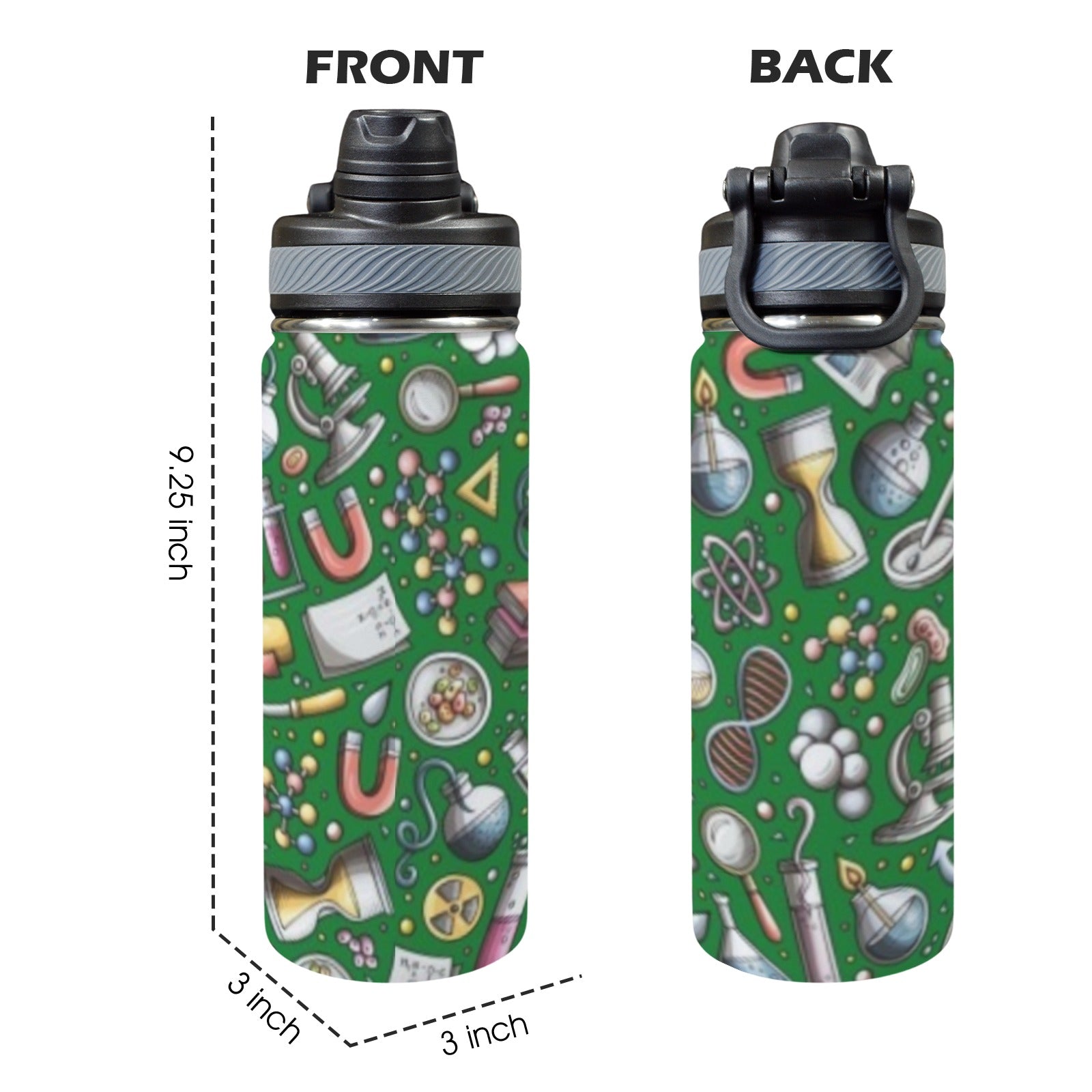 Science Love - Insulated Water Bottle with Dual-Use Lid (18oz) Insulated Water Bottle with Dual-Use Lid (18oz) Printed Offshore Science