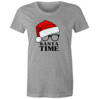 Santa Time - Womens T-shirt Grey Marle Womens Christmas T-shirt Christmas Printed In Australia