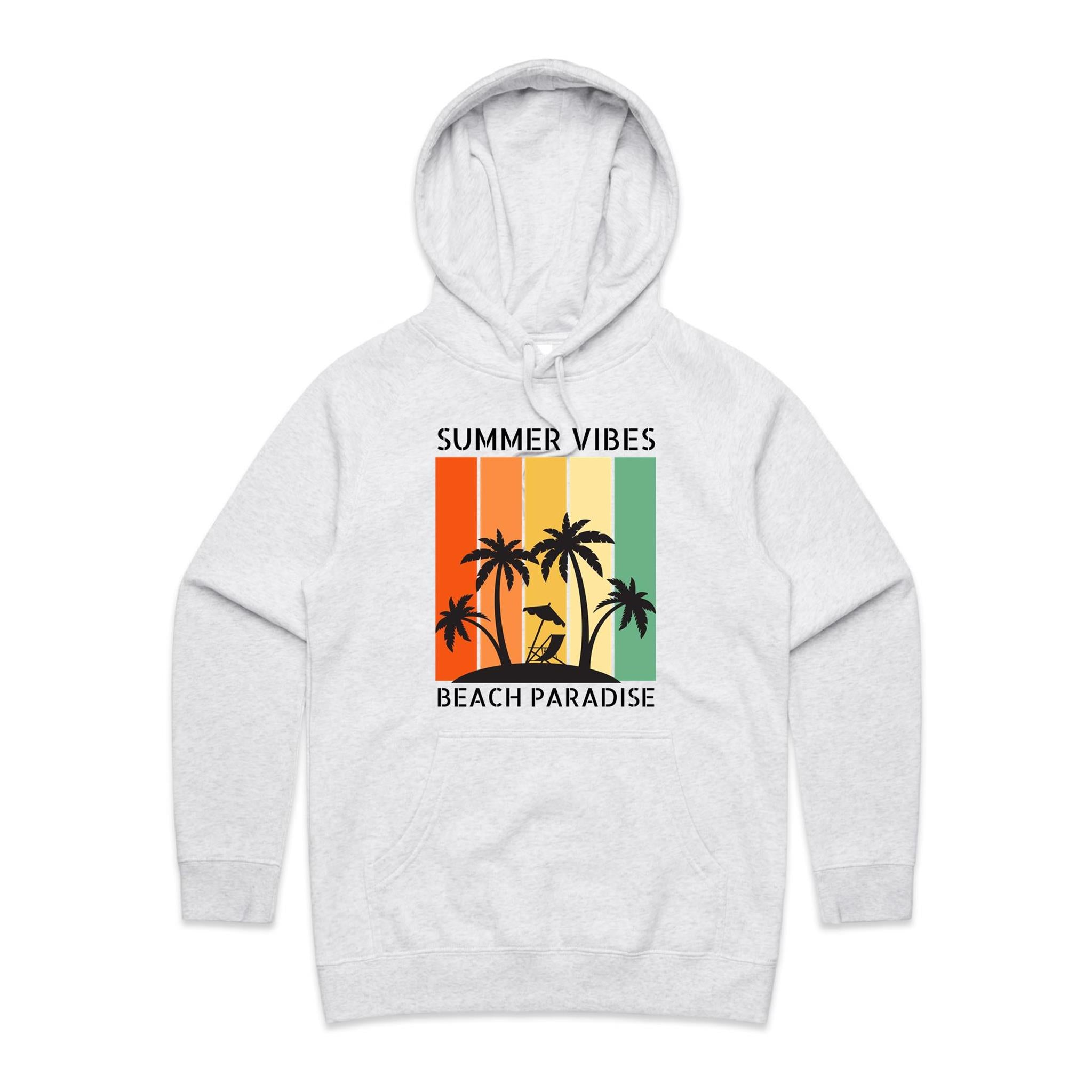 Summer Vibes, Beach - Womens Hoodie White Marle Womens Hoodie Printed In Australia Summer