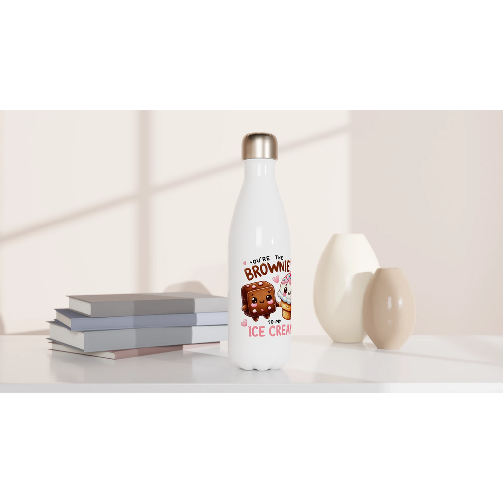 You're The Brownie To My Ice Cream, Valentine - White 17oz Stainless Steel Water Bottle White Water Bottle Food Globally Fulfilled Love