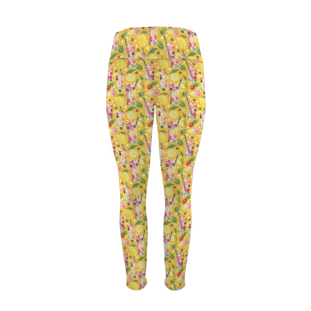Tropical Fruit Drink Women's High Waist Pockets Yoga Leggings Women's High Waist Pockets Yoga Leggings Food Printed Offshore Summer