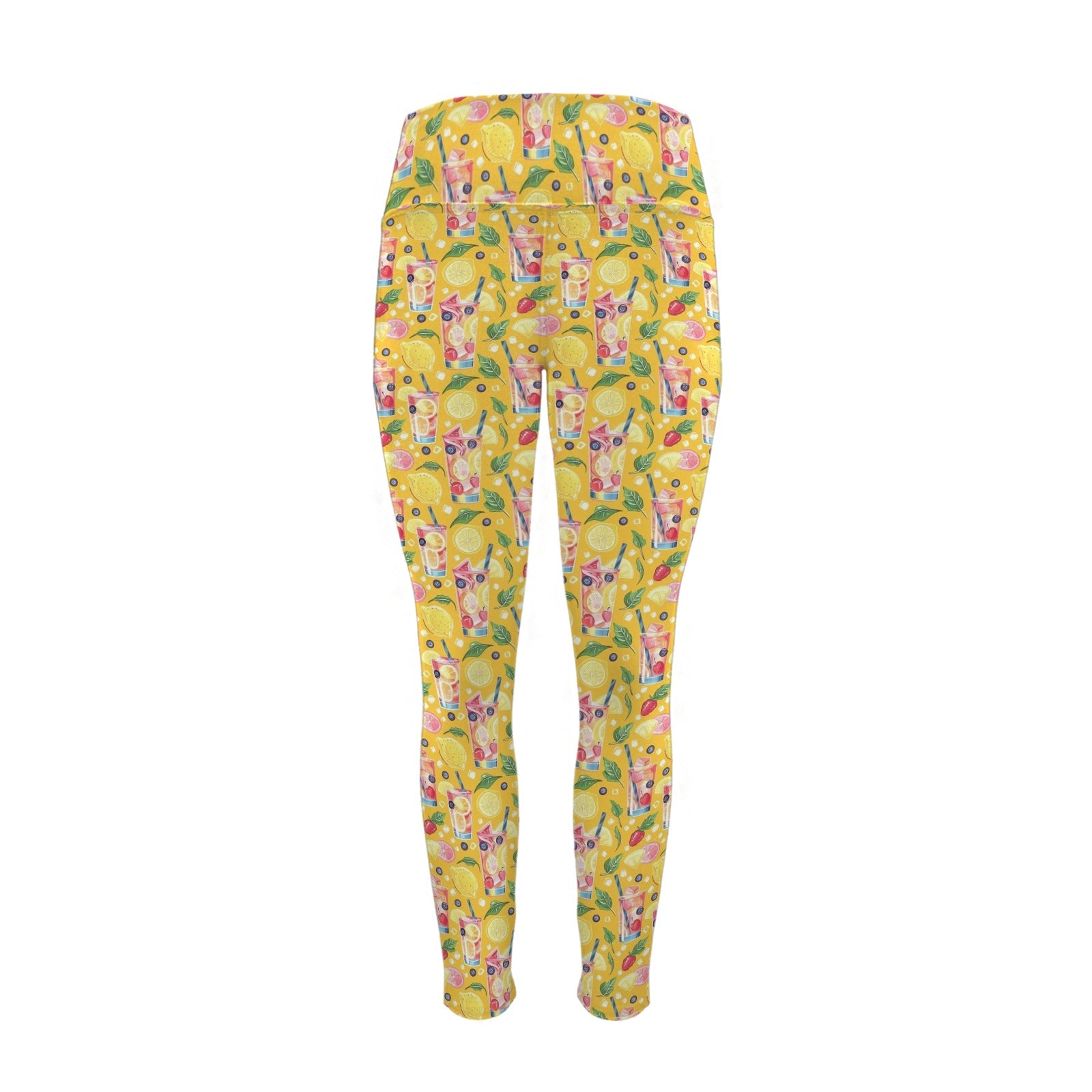 Tropical Fruit Drink Women's High Waist Pockets Yoga Leggings Women's High Waist Pockets Yoga Leggings Food Printed Offshore Summer