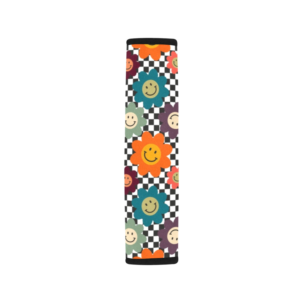 Happy Retro Flowers Car Seat Belt Cover 7''x10'' (Pack of 2) Car Seat Belt Cover 7x10 (Pack of 2) Printed Offshore Retro