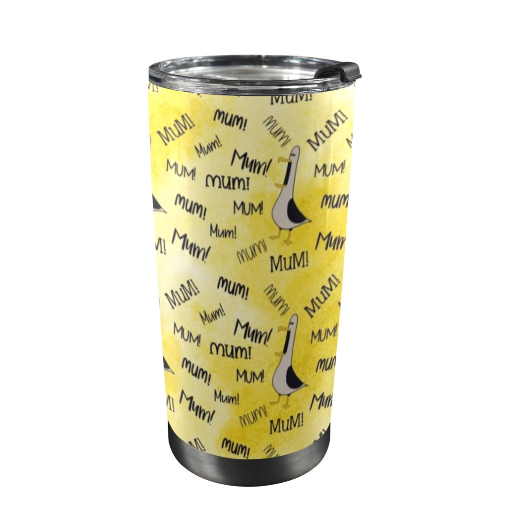 Seagull Mum - 20oz Mobile Tumbler with Lid (Black Lock) One Size 20oz Travel Mug animal Mum Printed Offshore