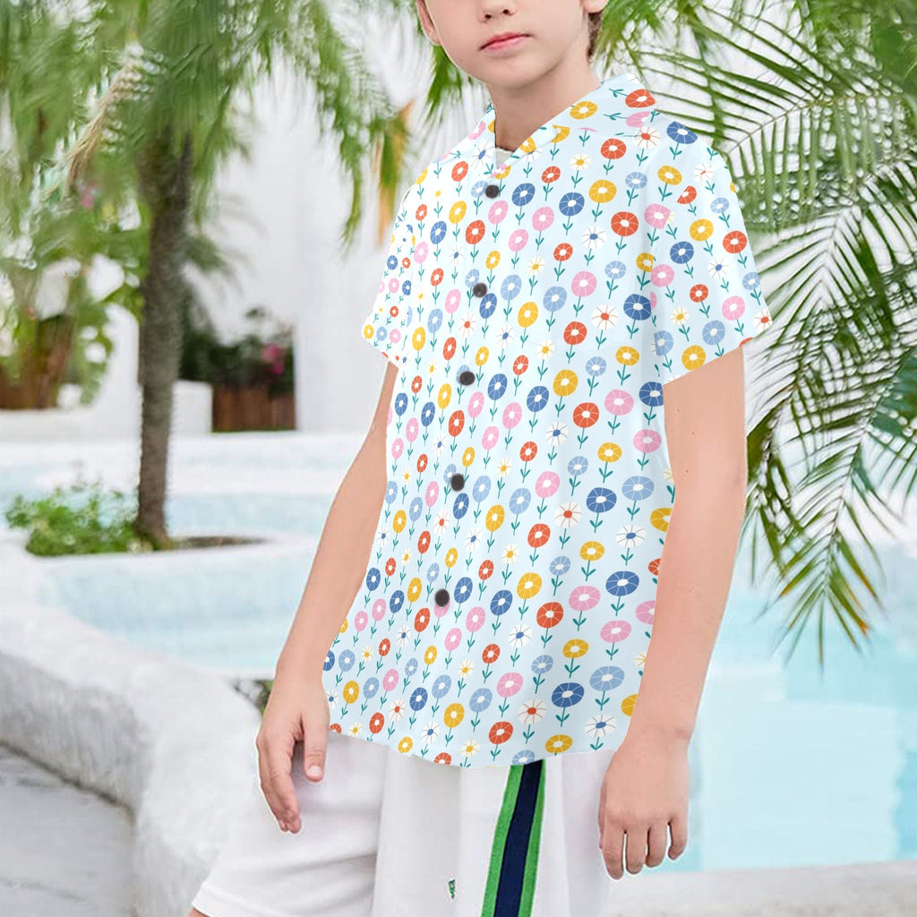 Abstract Cute Flowers Senior Kids Hawaiian Shirt
