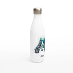 Coral Sea Initial - White 17oz Stainless Steel Water Bottle Personalised Water Bottle customise Globally Fulfilled Initial Music Name personalise