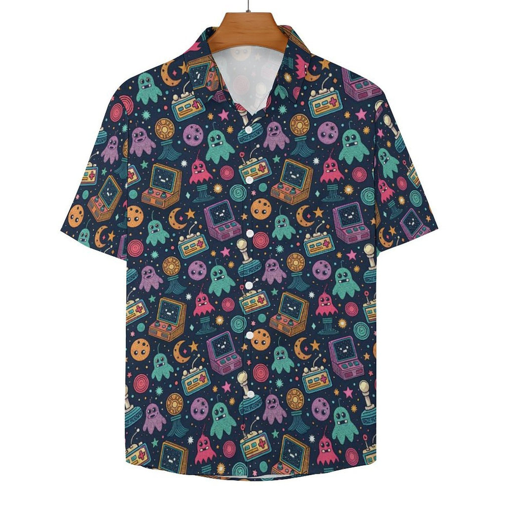 Space Arcade Women's Collared Pocketless Short Sleeve Shirt