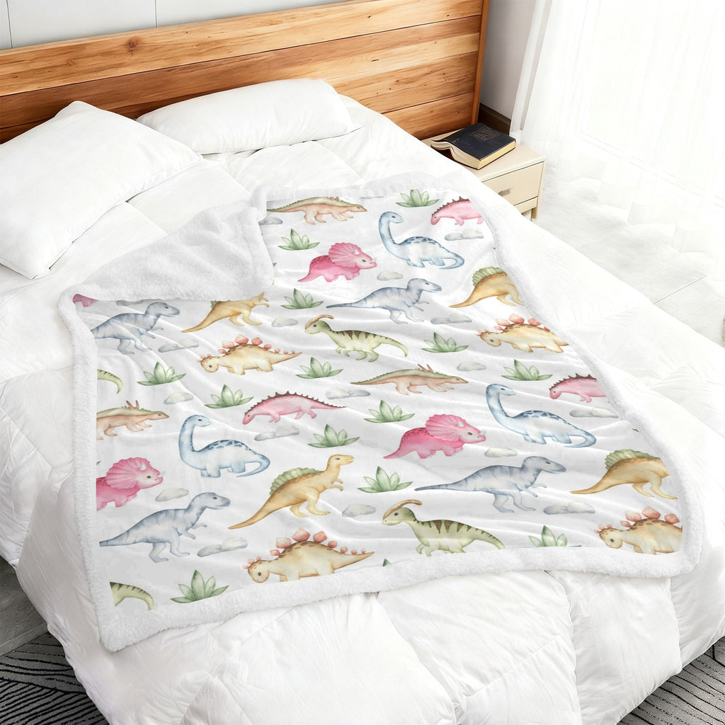 Dinosaur Garden - Double-Layer Fleece Blanket 51"x59"