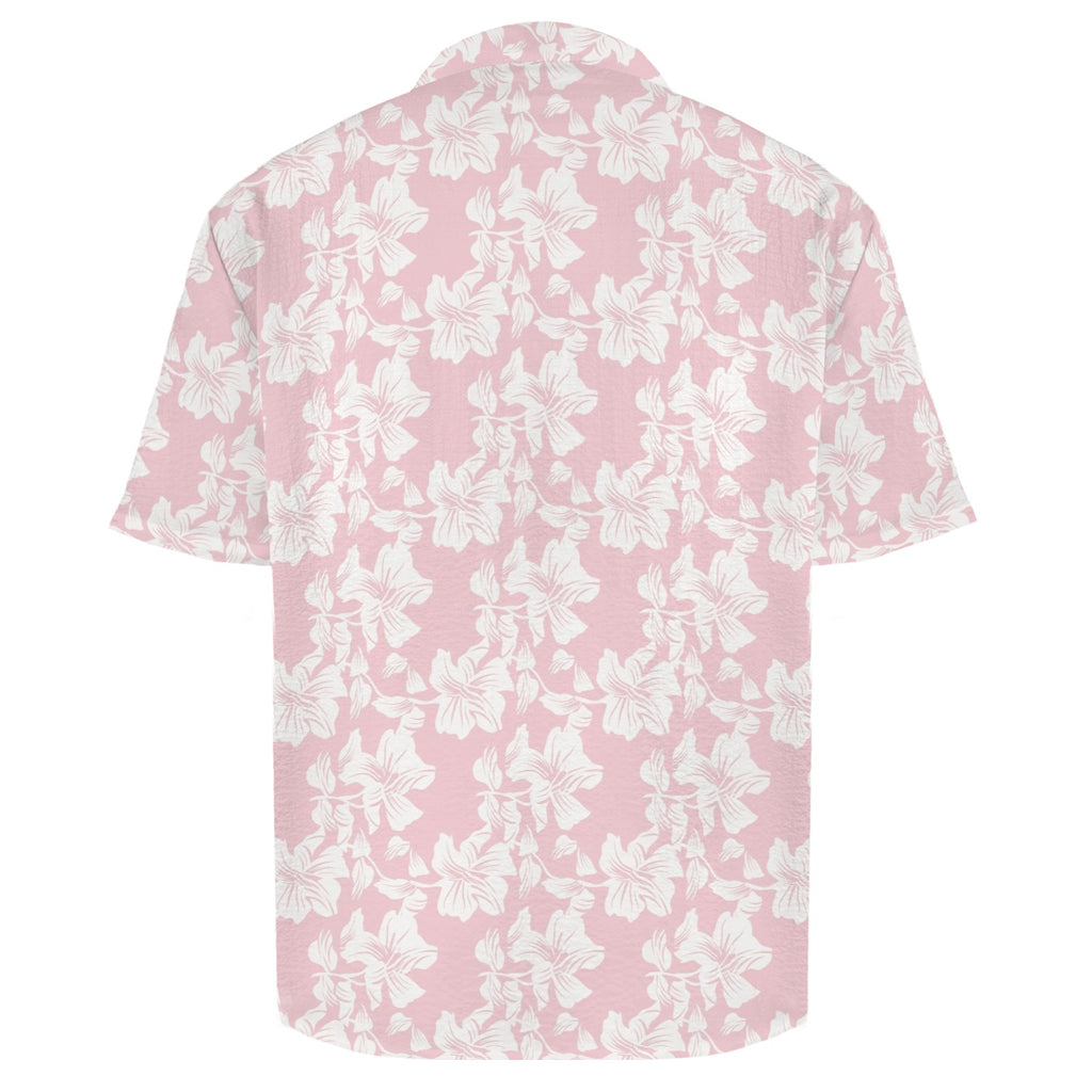 Pink Hawaiian Floral Men's Crinkle Hawaiian Shirt