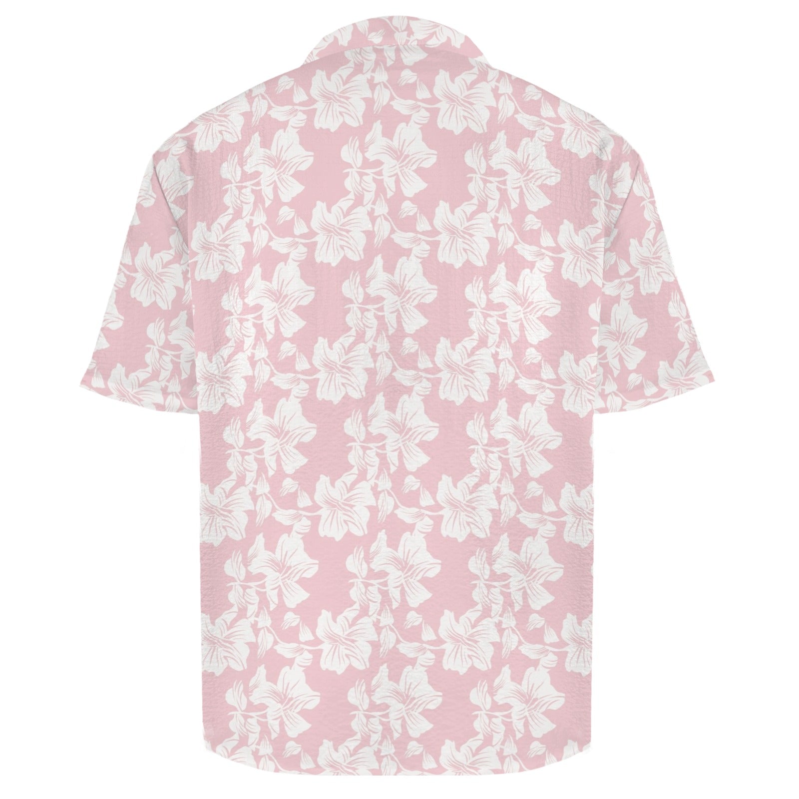 Pink Hawaiian Floral Men's Crinkle Hawaiian Shirt
