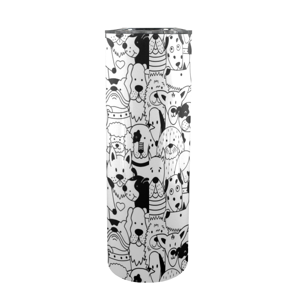 Black And White Dogs - 20oz Tall Skinny Tumbler with Lid and Straw
