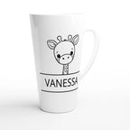 Personalise Giraffe Name White Latte 17oz Ceramic Mug Personalised Latte Mug animal customise Globally Fulfilled Name