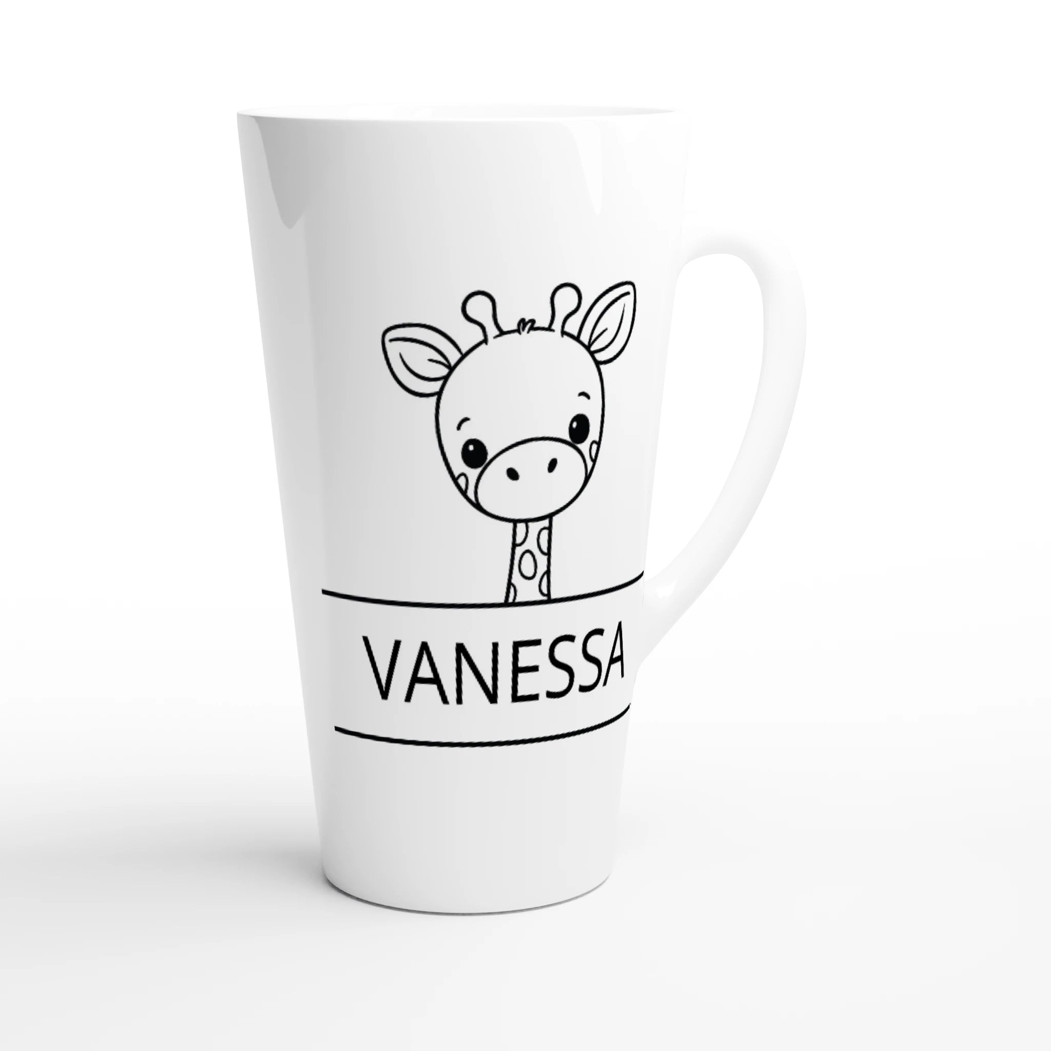 Personalise - Giraffe Name - White Latte 17oz Ceramic Mug Personalised Latte Mug animal customise Globally Fulfilled Name