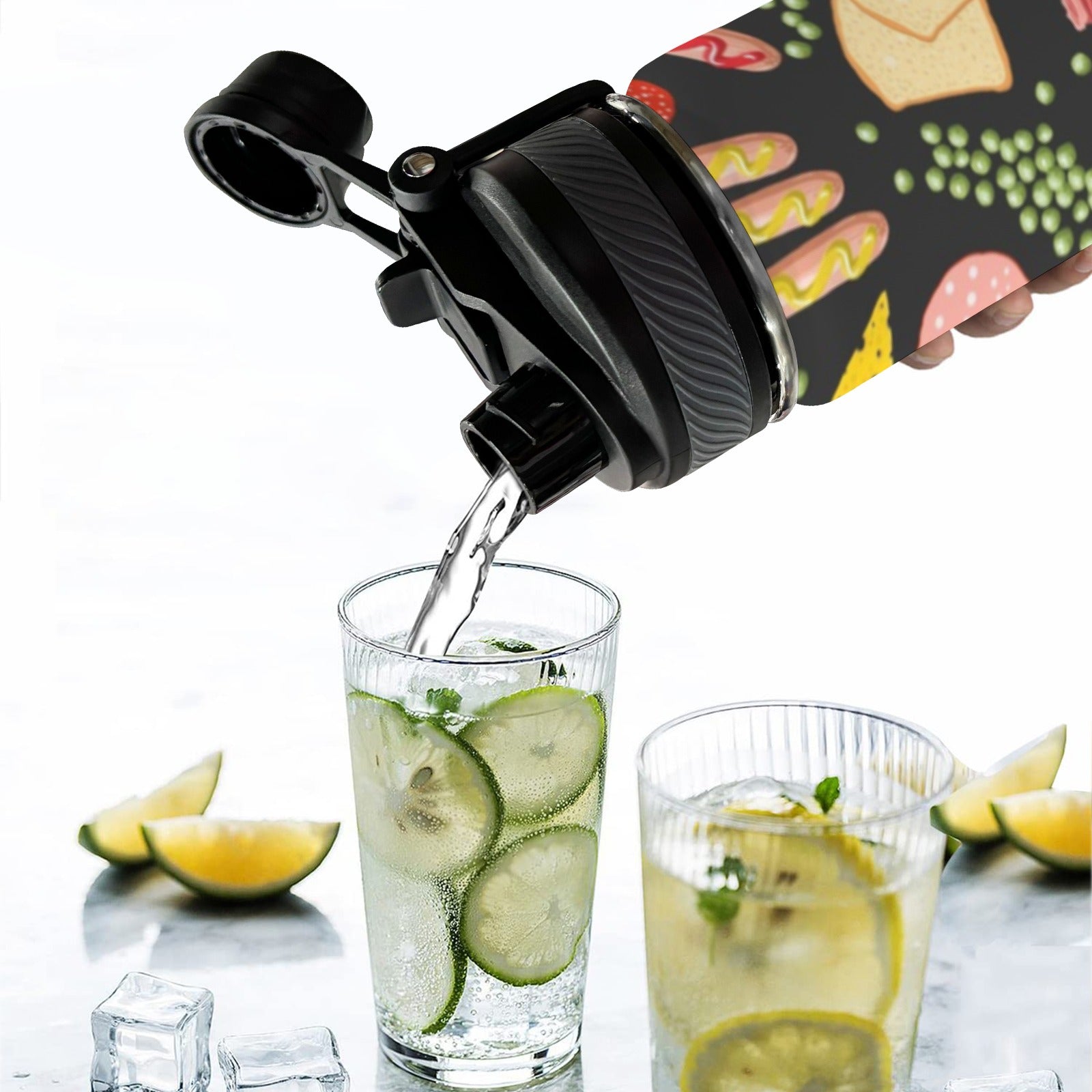 Breakfast Food - Insulated Water Bottle with Dual-Use Lid (18oz) Insulated Water Bottle with Dual-Use Lid (18oz) Food Printed Offshore