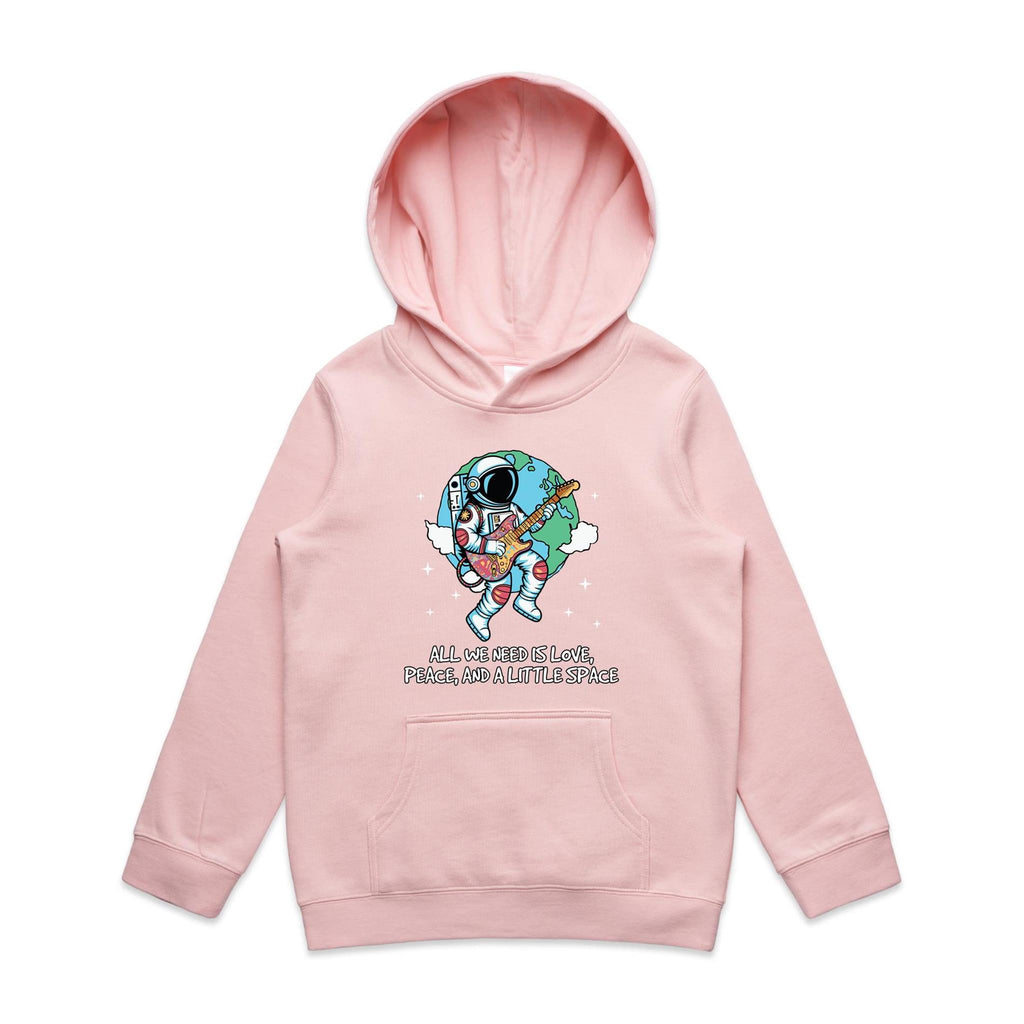 Astronaut, All We Need Is Love And A Little Space - Kids Hoodie Pink Kids Hoodie Printed In Australia