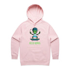 Alien, Hello Humans - Womens Hoodie Pink Womens Hoodie Printed In Australia Sci Fi