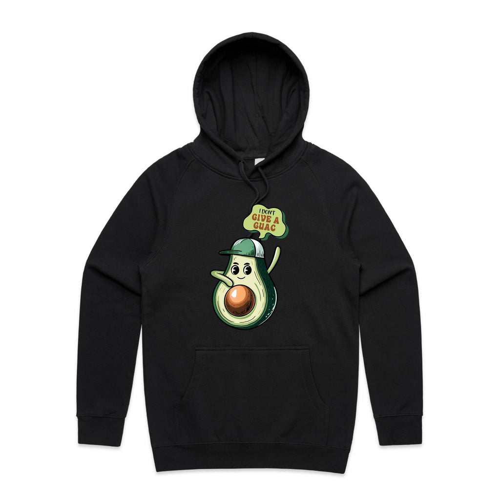 I Don't Give A Quac, Avocado - Mens Hoodie Black Mens Hoodie Food Printed In Australia