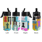 Colourful Chess 12oz Kids Water Bottle with Straw Lid