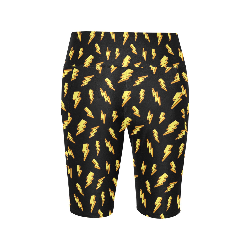 Lightning Bolts Women's Bike Shorts With Side Pockets Women's Bike Shorts comic Printed Offshore
