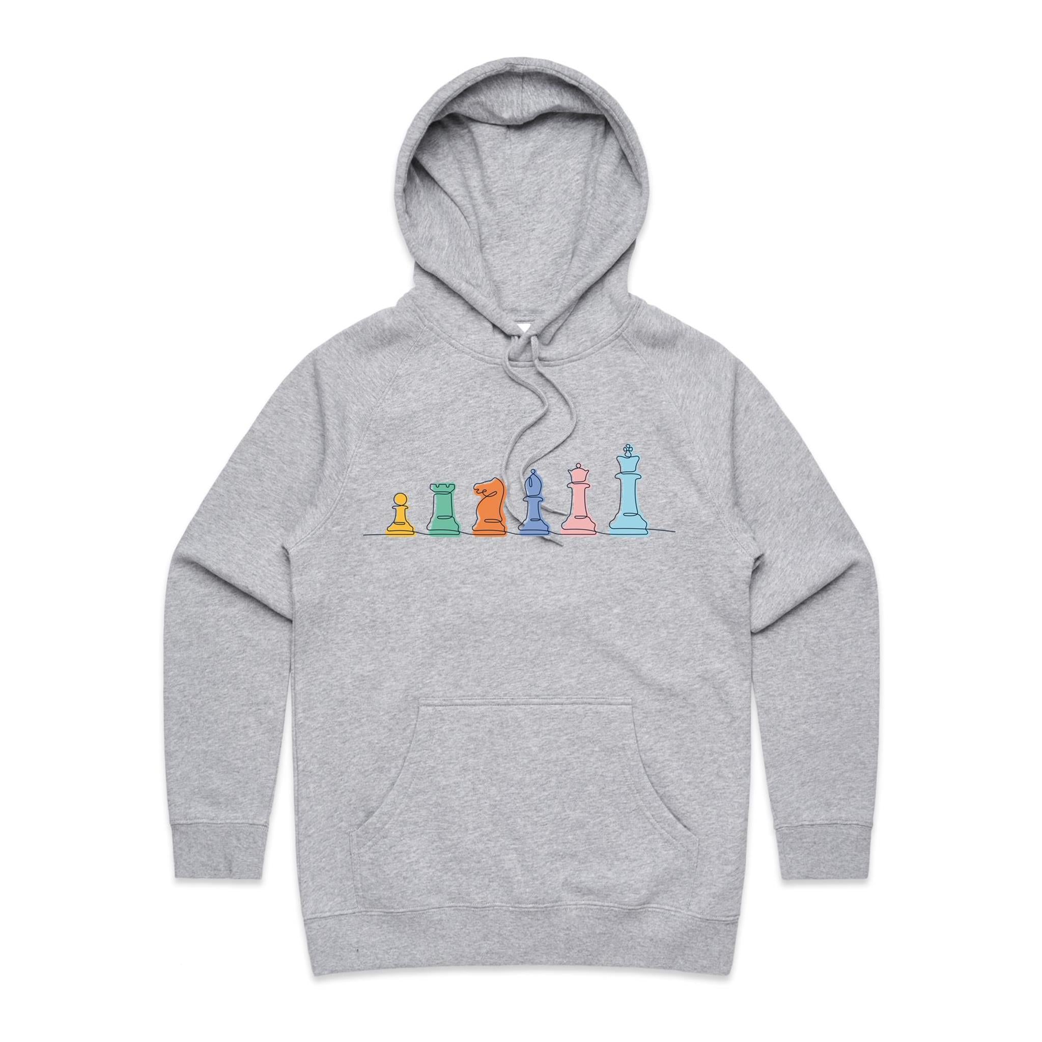 Chess - Womens Hoodie Grey Marle Womens Hoodie Chess Games Printed In Australia