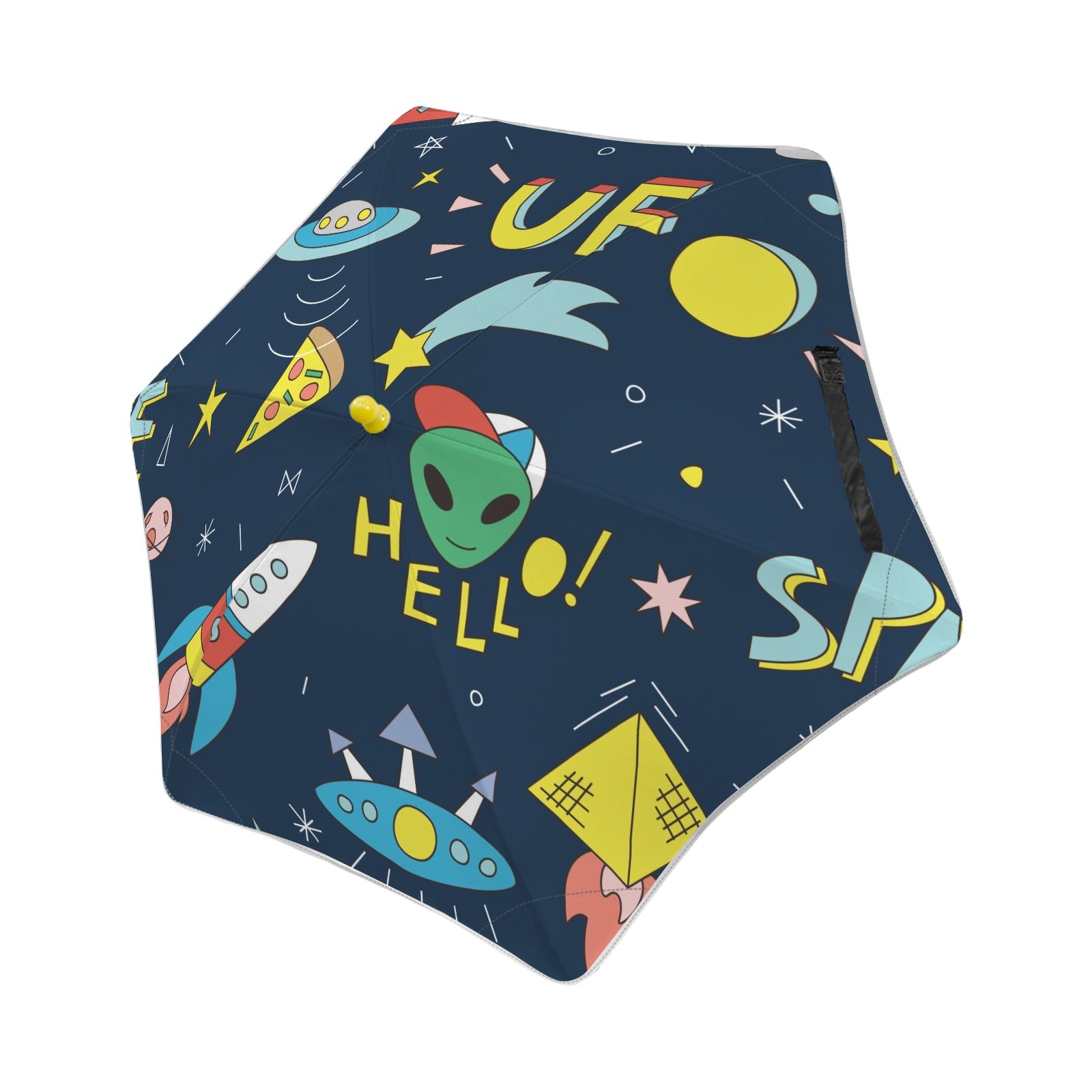 Hello Alien Kids Safe Round Corner Umbrella One Size Kids Safe Round Corner Umbrella Printed Offshore Sci Fi