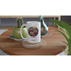 Personalise - Stained Glass Birth Month Flowers - White 15oz Ceramic Mug Personalised 15oz Mug Birthday customise Globally Fulfilled Name personalise Plants